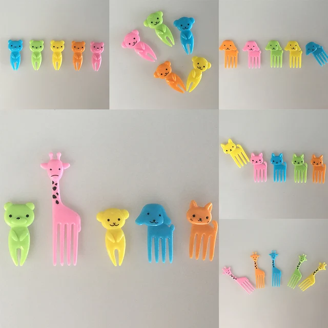 10Db/Beállított Állati Farm Gyümölcsvilla Mini Rajzfilm Gyerekek Snack Tortát Desszert Pick Fogpiszkáló Bento Ebédek Buli Dekoráció - Image 5