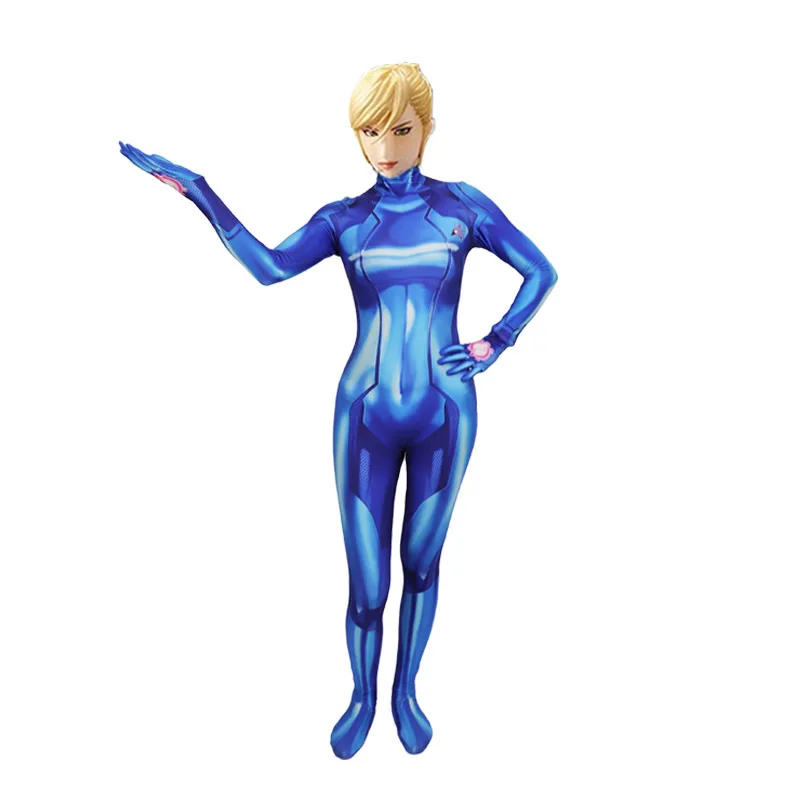 Женский костюм для косплея Samus Zero Aran из спандекса с 3D принтом, лайкры, зентай, костюм для Хеллоуина, женские колготки, костюмы