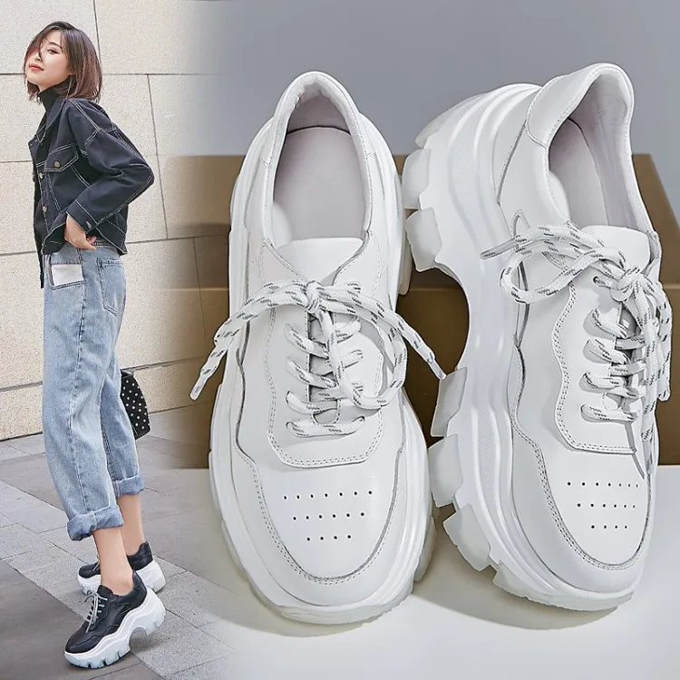 

Pq1-2c Genuine Leather Thick Bottomed Lace-up Europe And America Shoes