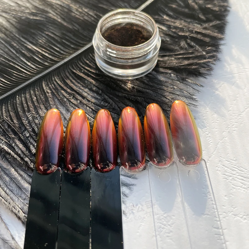 Hot Sale BOKO 0.2g/pc New Magic Chameleon Black Hole to Red Pigment Mirror Nails Chrome Powder For Art Decoration