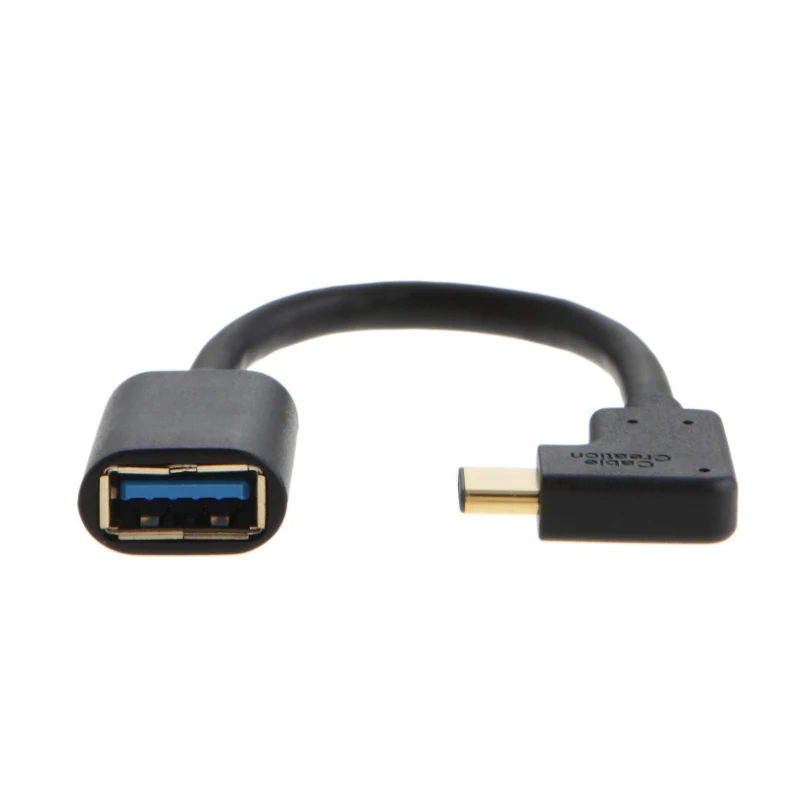 USB-C к USB 3,0 адаптер, 90 градусов USB C штекер к USB A Женский OTG кабель адаптер, совместимый с MacBook Pro