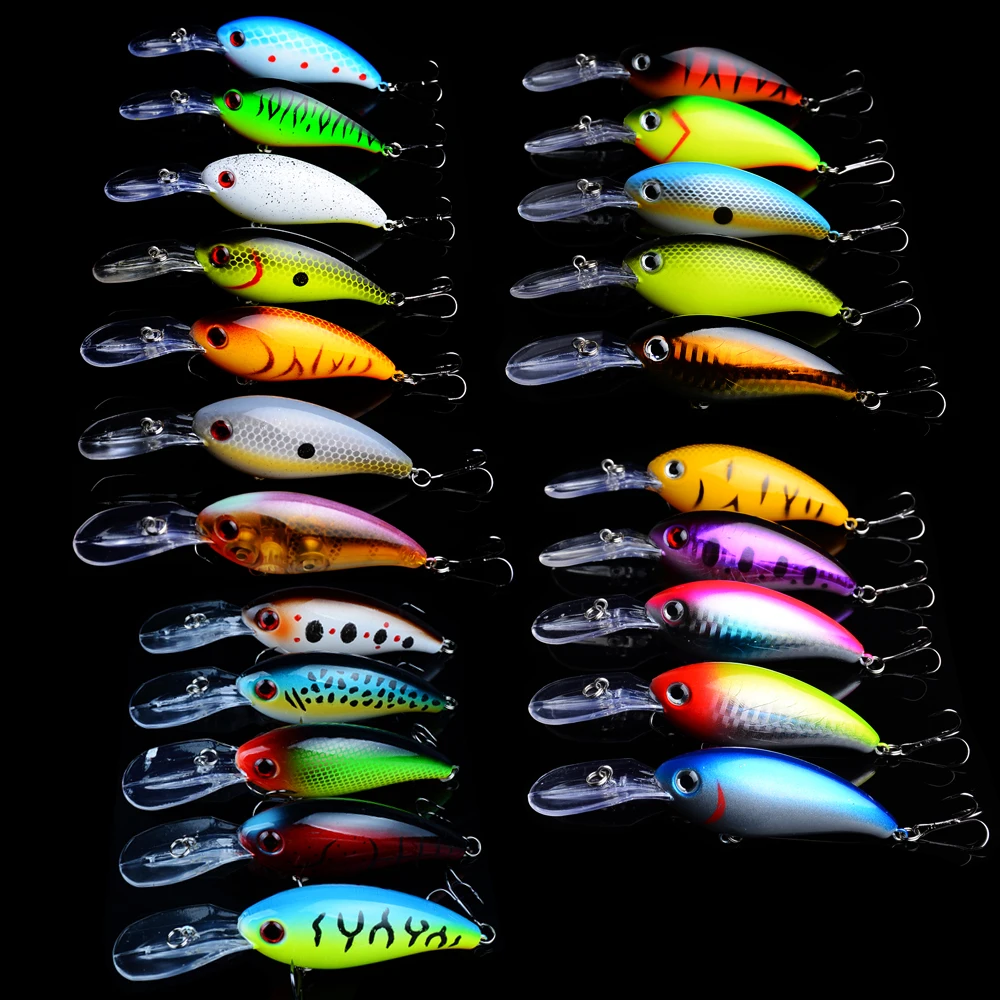 

YUZI 22PC Crankbait Wobblers 10CM 14G Plastic Lure Fishing Tackle Crankbait Bass Bait Pike Perch Fishing Lure