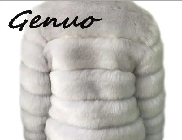 Genuo, новинка, S-3XL размера плюс, зимняя, новая, модная, брендовая, искусственный Лисий мех, куртка, женская, теплая, хорошее качество, теплая, толстая, искусственный мех, пальто - Цвет: Бежевый
