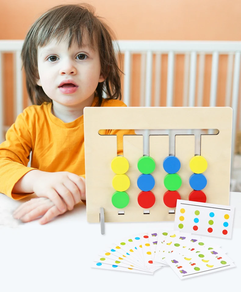 Игрушка montessori Цвета и фруктов двусторонняя игра логическое мышление обучение детей обучающие игрушки для детей деревянная игрушка