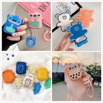 

For Airpods 2 Case Silicone Stitch Cartoon Cover for Apple Air pods Cute Earphone Case 3D Headphone case for Earpods Accessories
