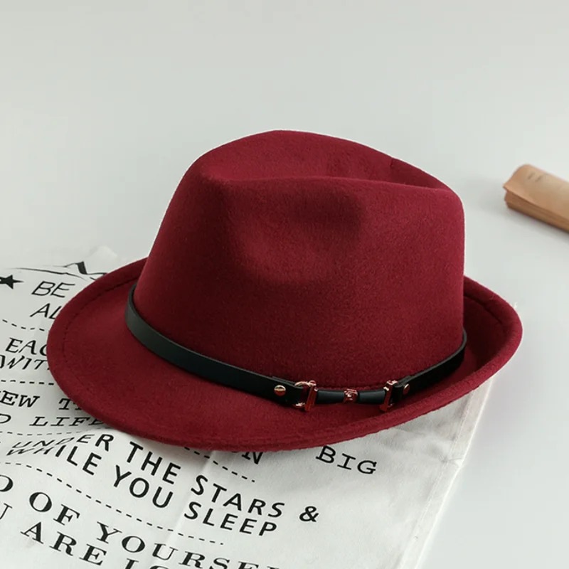 fedoras Женская мода джаз шляпа осень зима полушерстяная Кепка открытый пояс Кепка с пряжкой
