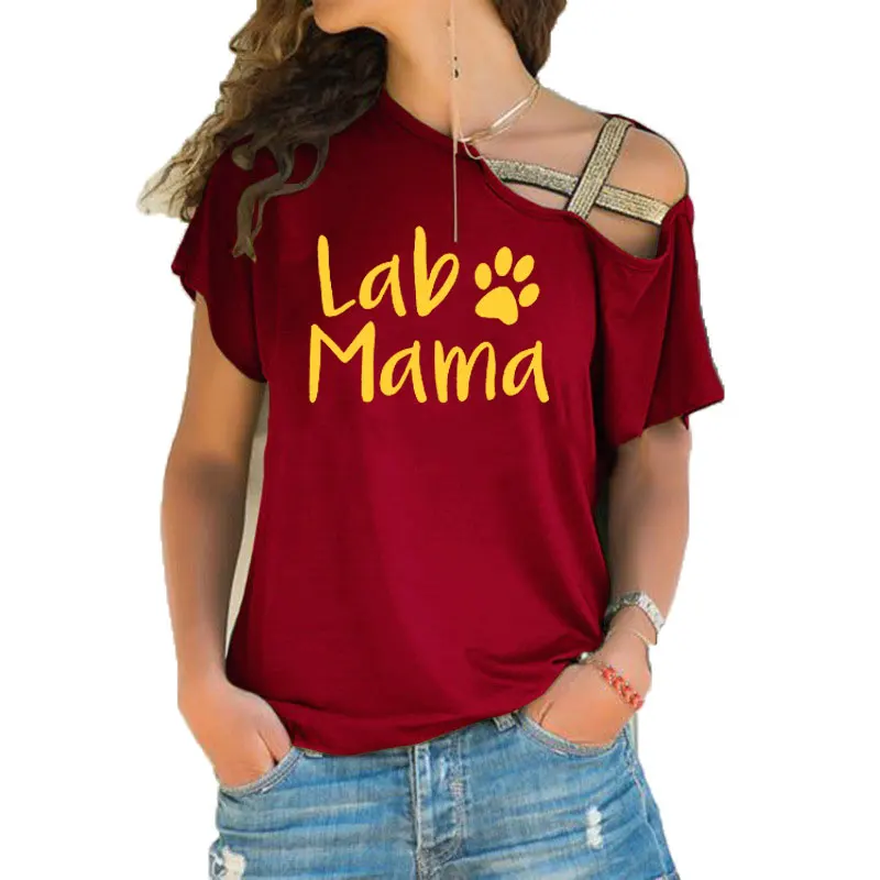 Lab Mom Lab Mama Labrador Retriever рубашка с буквенным принтом женская Повседневная футболка Милая любимая безразмерная футболка с перекрещивающимися полосками - Цвет: 8