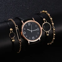 5pcs Set Watch For Women Luxury Leather Analog Ladies Quartz Wrist Watch Top Style Fashion Bracelet Watch Set Relogio Feminino 1
