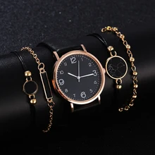 

2021NEW 5pcs Set Watch For Women Luxury Leather Analog Ladies Quartz Wrist Watch Top Style Fashion Bracelet Watch Set Relogio