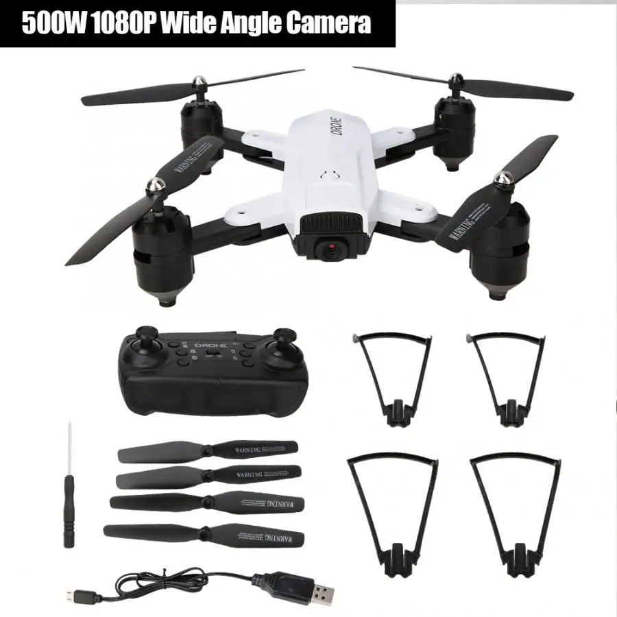 White 1080P Foldable Optical Flow Positioning Headless Mode RC Helicopters Drone Video Shooting Drones toy HD Camera Quadcopter RC Drone - Цвет: White 1080P