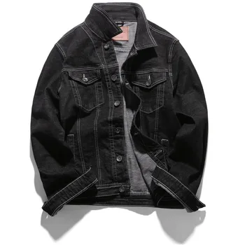 

KIOVNO Men Solid Color Casual Jeans Jackets Trun Down Collar Slim Fit Denim Jackets For Male Size S-3XL Washed