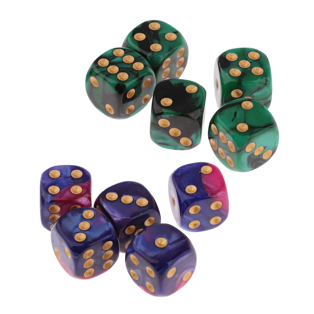 10Pieces 6-sided Game Dice 16mm Dice for Board Games and Teaching Math Multi-color