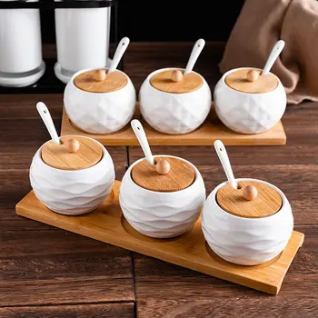 

Seasoning Jar Seasoning Box Set Household Combination Seasoning Rack Salt Shaker Ceramic Kitchen Utensil Rack Condiment Spice