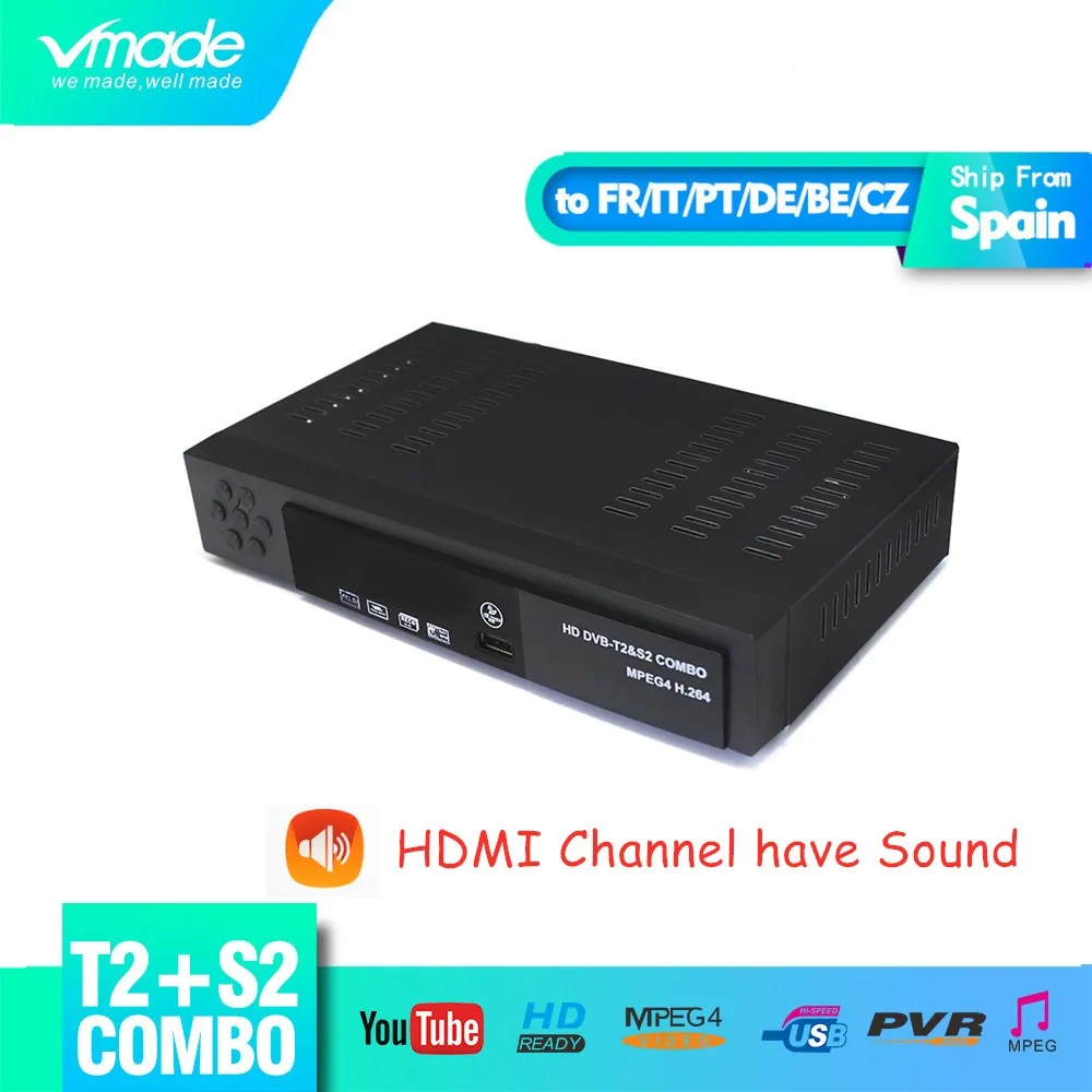 Vmade DVB T2 S2 IP ТВ комбо ТВ приемник H.264 MPEG-2/4 HD 1080p поддержка BISS ключ YouTube DVB T2 S2 наземный спутниковый ТВ приставка