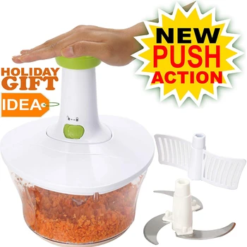 

Express Food Chopper: Large 6.8-Cup, Quick & Powerful Manual Hand Held Chopper/Mixer To Chop Fruits, Vegetables, Herbs Onions