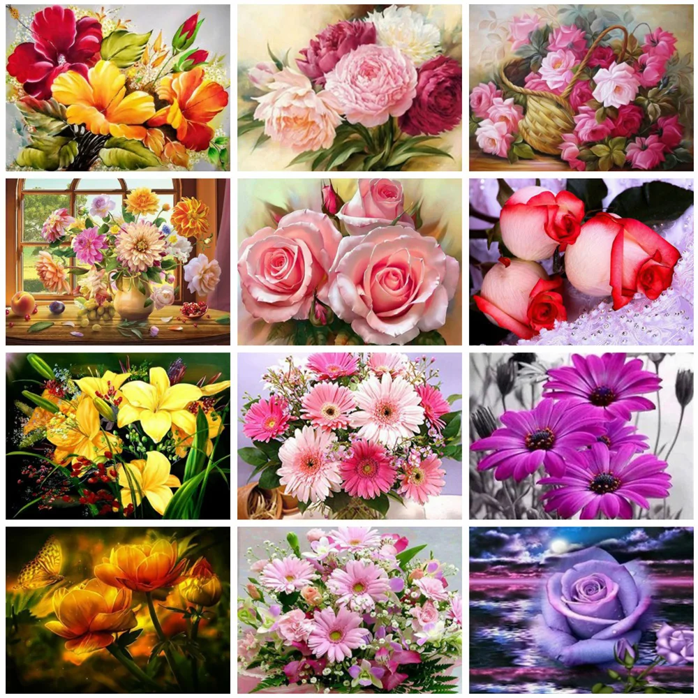 Huacan алмазная вышивка полная выкладка цветы картина со стразами декоративные
