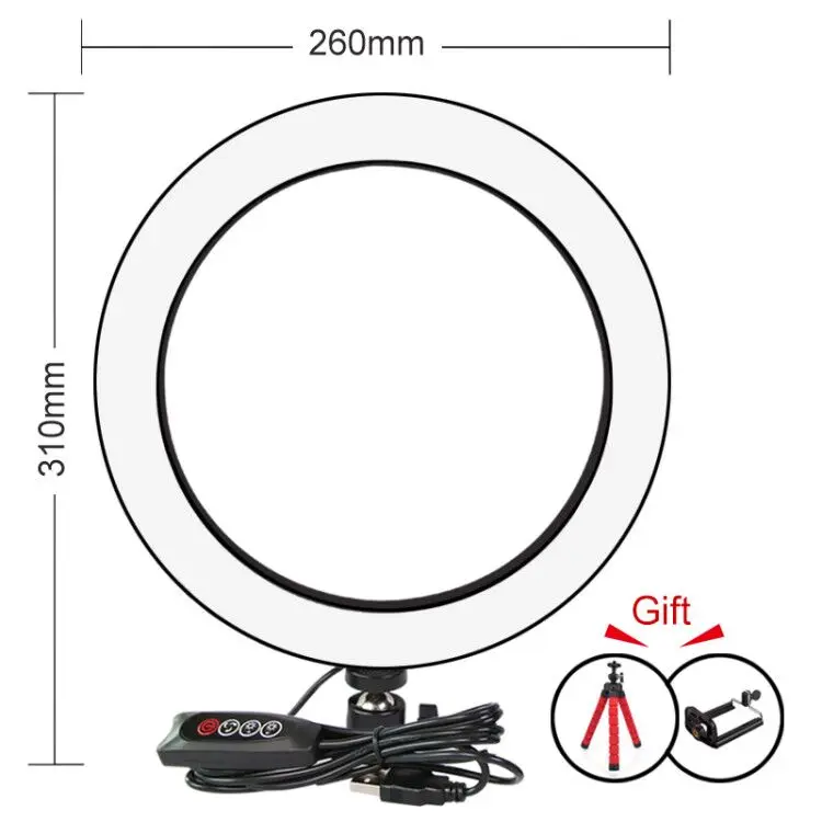 Фон для фотосъемки светодиодный селфи кольцо светильник 16/26 см с регулируемой яркостью светильник ing Камера телефон кольцевая лампа с USB док-станция для Youtube видео Live Studio - Цвет: 26cm Ring Light