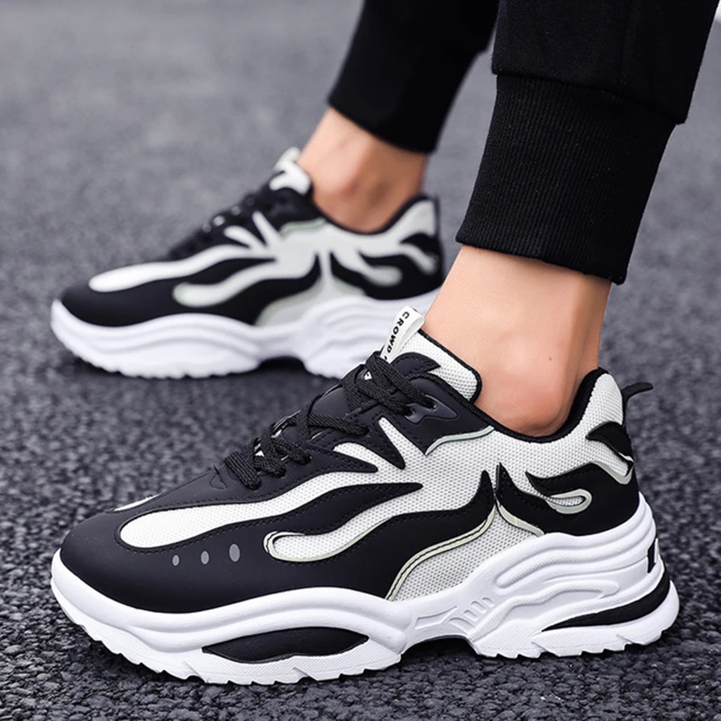 

Vintage Dad Men Sneakers West Mesh Light Breathable Men Casual Black White Walking Footwear Men Shoes Platform Chunky Sneakers
