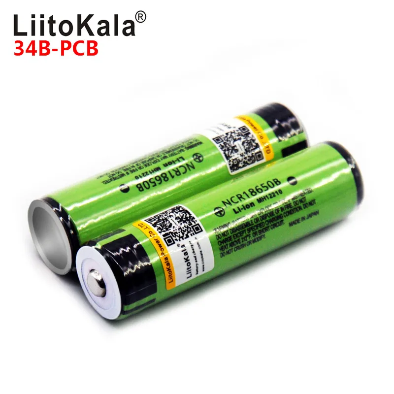 LiitoKala защищенный NCR18650B 18650 3400mah перезаряжаемый аккумулятор с 3,7 V PCB для