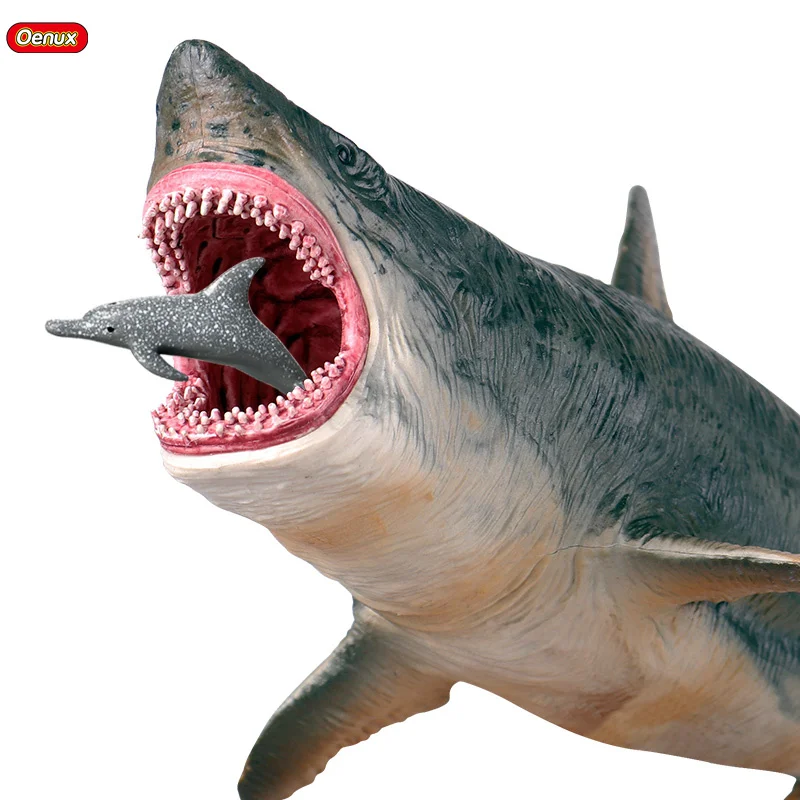 

Oenux Savage Marine Sea Life Megalodon Action Figure Classic Ocean Animals Big Shark Fish Model PVC Collection Toy For Kids Gift