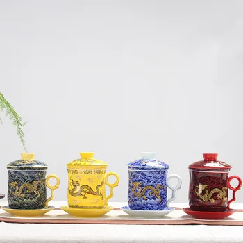 

Creative 400ml Chinese DragonTheme Coffee / Milk / Tea Mugs Cup, Office chinese Style Water Cup With Cover And Filter