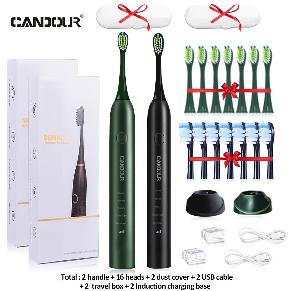 CANDOUR CD-5133 electric toothbrush Rechargeable Sonic Toothbrush Automatic with 16pcs Replacement Brush Head ipx7 waterproof CANDOUR CD-5133 electric toothbrush Rechargeable Sonic Toothbrush Automatic with 16pcs Replacement Brush Head ipx7 waterproof