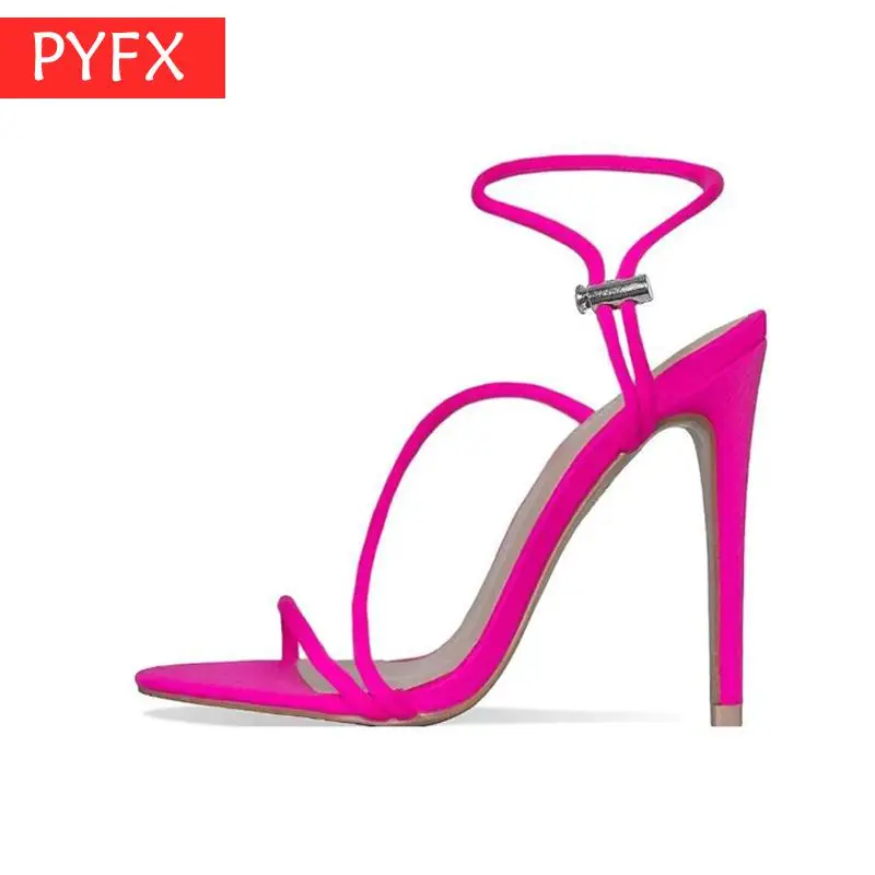 

New European Summer Fluorescent Pointed Female Sandals Green Super-fine Heels 35-42 Yards Fashion High Heels Women's shoes
