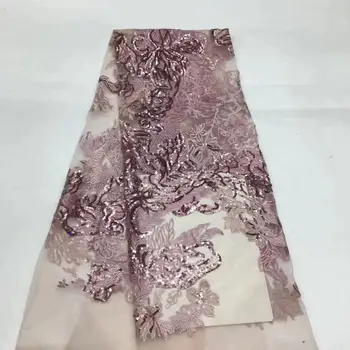 

2020 New african lace fabric handmade glass sequins Lace Fabric Fashion Laser Cut lace Fabric For Party classical Lace Material