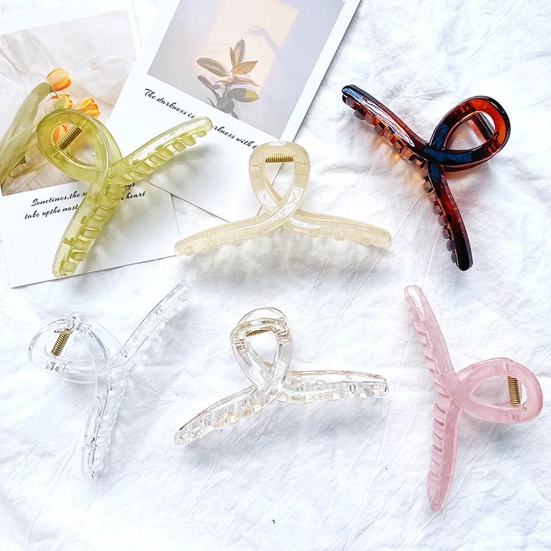 

1PC Women Hair Clip Acrylic Hairpins Cross Transparent Hair Claws Girls Make UP Washing Tool Hair Accessories for Women