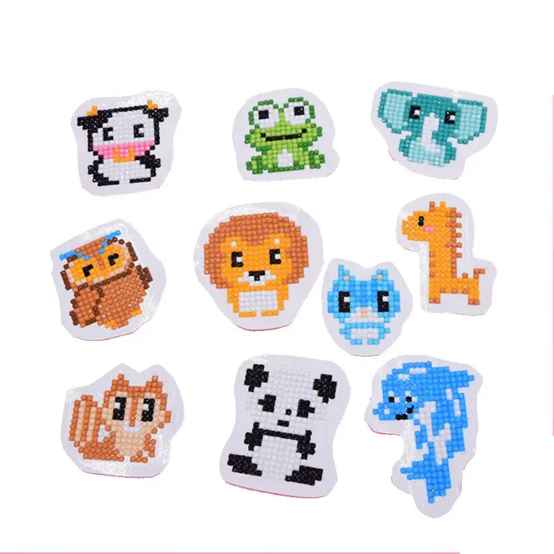 10pcs DIY Animals Patterns Painting Diamond Embroidery Kit Double Face Sticker Handmade Home Decor For Children Kids Q6PE