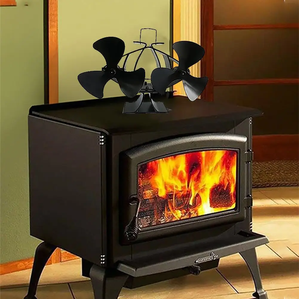 

6-blade Fireplace Fan - Dual Motor Hot Blast Stove Dedicated To Fireplace Wood / Burning Stove Fan Fireplace Home Efficient Fan