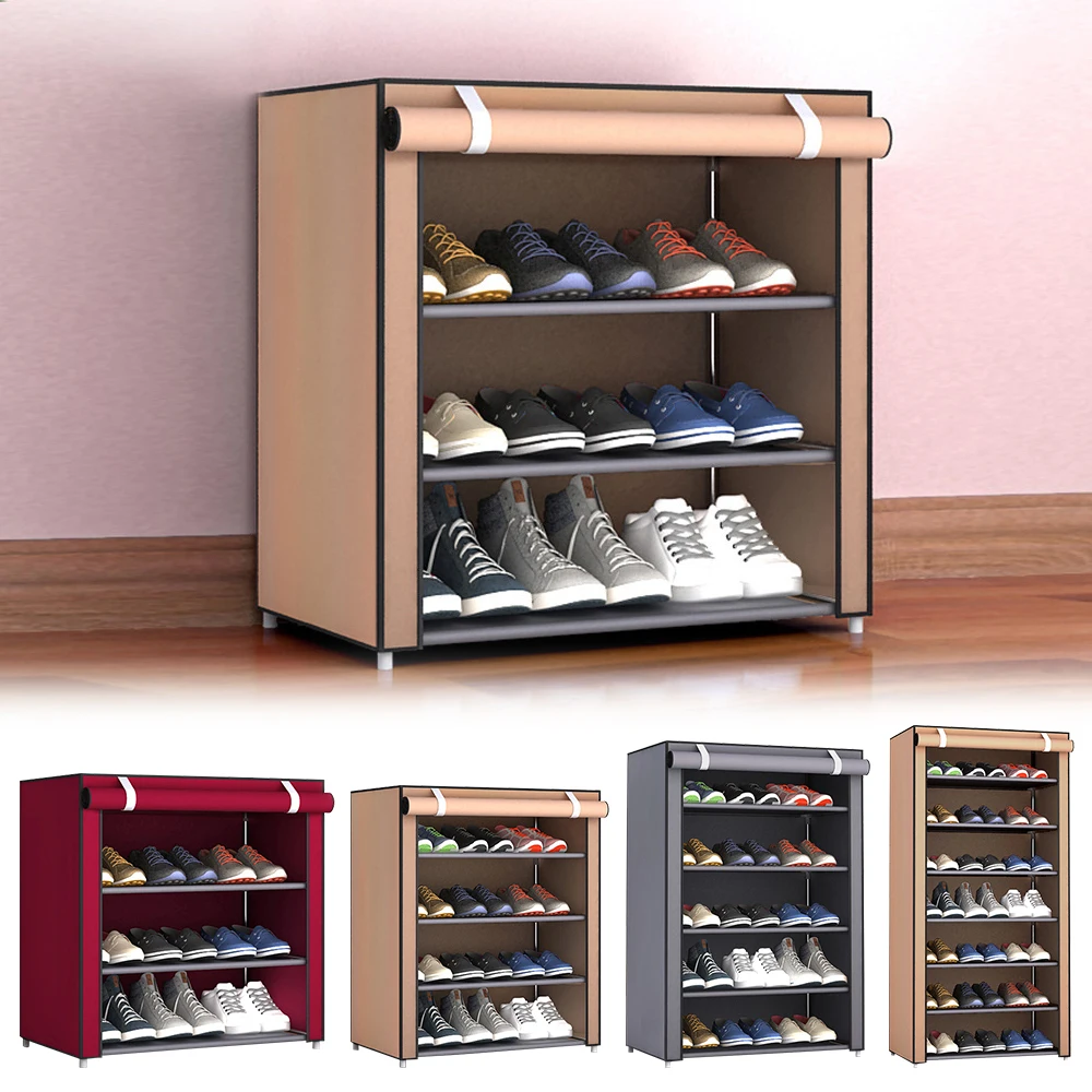 Fesjoy Non-Woven Storage Shoe Rack,Hallway Cabinet Organizer Holder 3/4/5/6/8 Layers Dustproof Assemble Shoes Shelf DIY Home Furniture