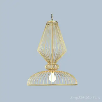 

Golden LED Bird Cage Pendant Lights Living Room Bedroom Kitchen Hanging Hanglamp Decor Home Luminaria Pendente Led Lighting