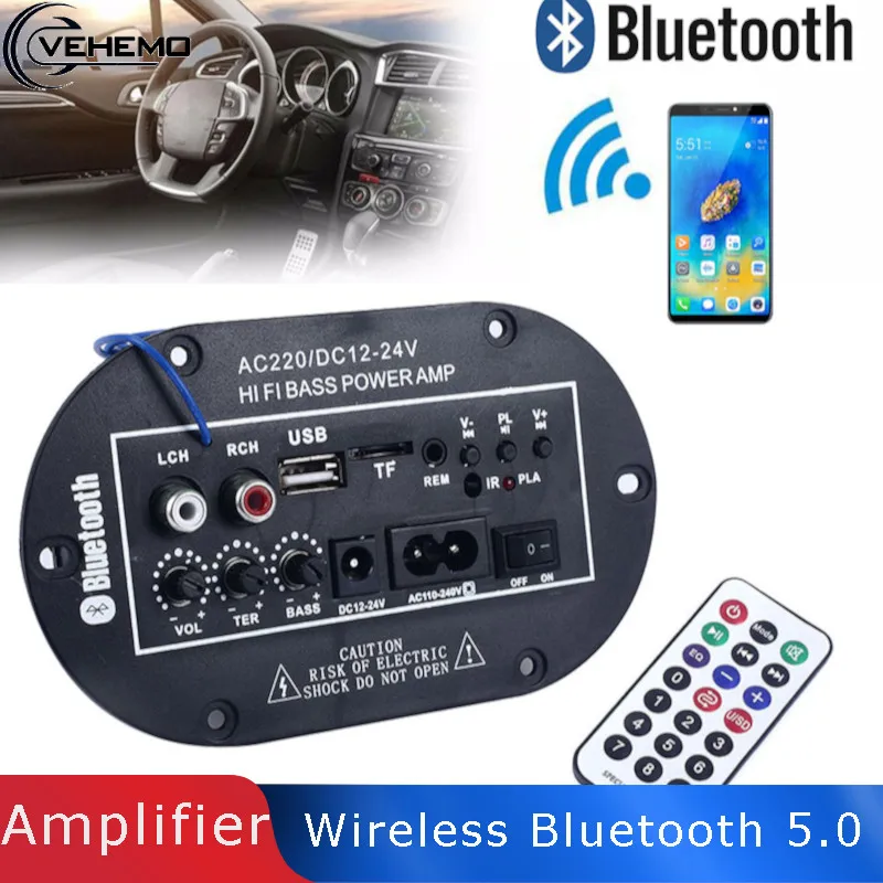 Автомобильный Bluetooth Hi-Fi усилитель доска для 8 дюймов со стереозвуком и мощным басом Динамик Поддержка TF карты USB Plug Беспроводной Bluetooth 5,0 12 V-24 V