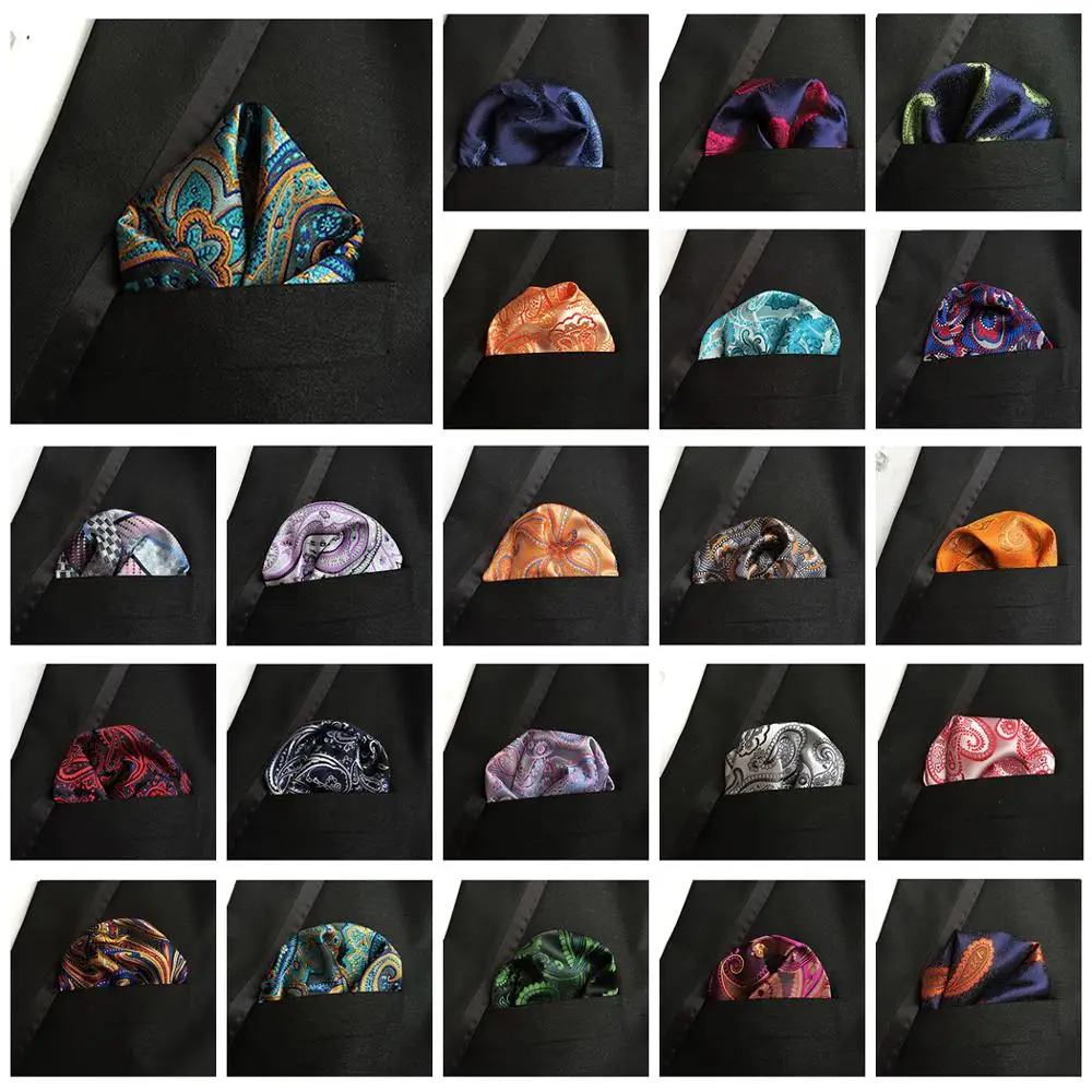 

25*25CM Men's Vintage Floral Paisley Silk Handkerchief Pocket Square Novelty Men Hanky For Wedding Party Chest Towel