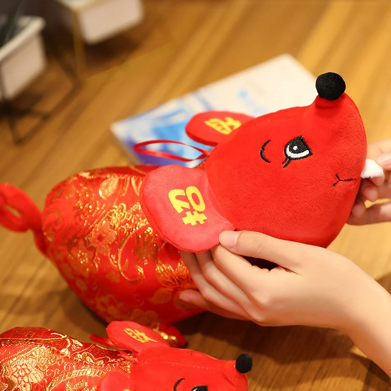 Красный костюм Танг мышка Новогодняя Кукла Плюшевая Игрушка чучела талисман крысы высокое качество маленькие подарки Домашний декор Новогодний подарок для детей