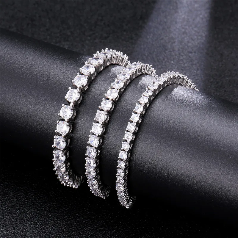 

D&Z 3/4/5mm Gold Silver Color Single Row Cubic Zircon Tennis Bracelet For Men Hip Hop Iced Out Jewelry