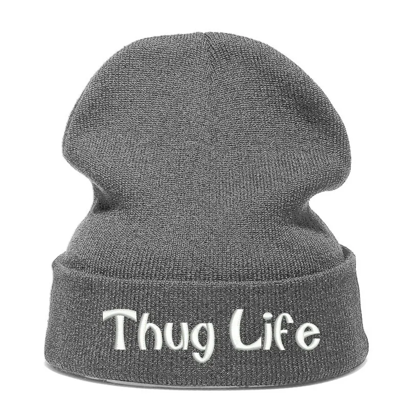 Beanie шляпа Skullie шапка, вязаная шапка-носок Зимняя Вышивка в стиле панк Для мужчин Для женщин подростков уличных танцев забавные Персонализированные-бандит жизни