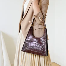 WOONAM для женщин Новая мода Топ скрыть натуральной телячьей кожи в Аллигатор Patter Хобо Сумка WB1134