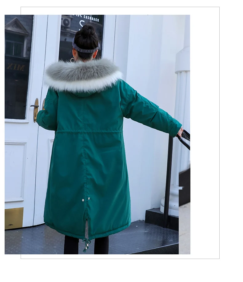 Long Warm Coat Winter Jacket Women 100 Kg Can Wear Parka Plus Size Thick Loose Hooded Big Fur Collar Cotton Outwear LL714
