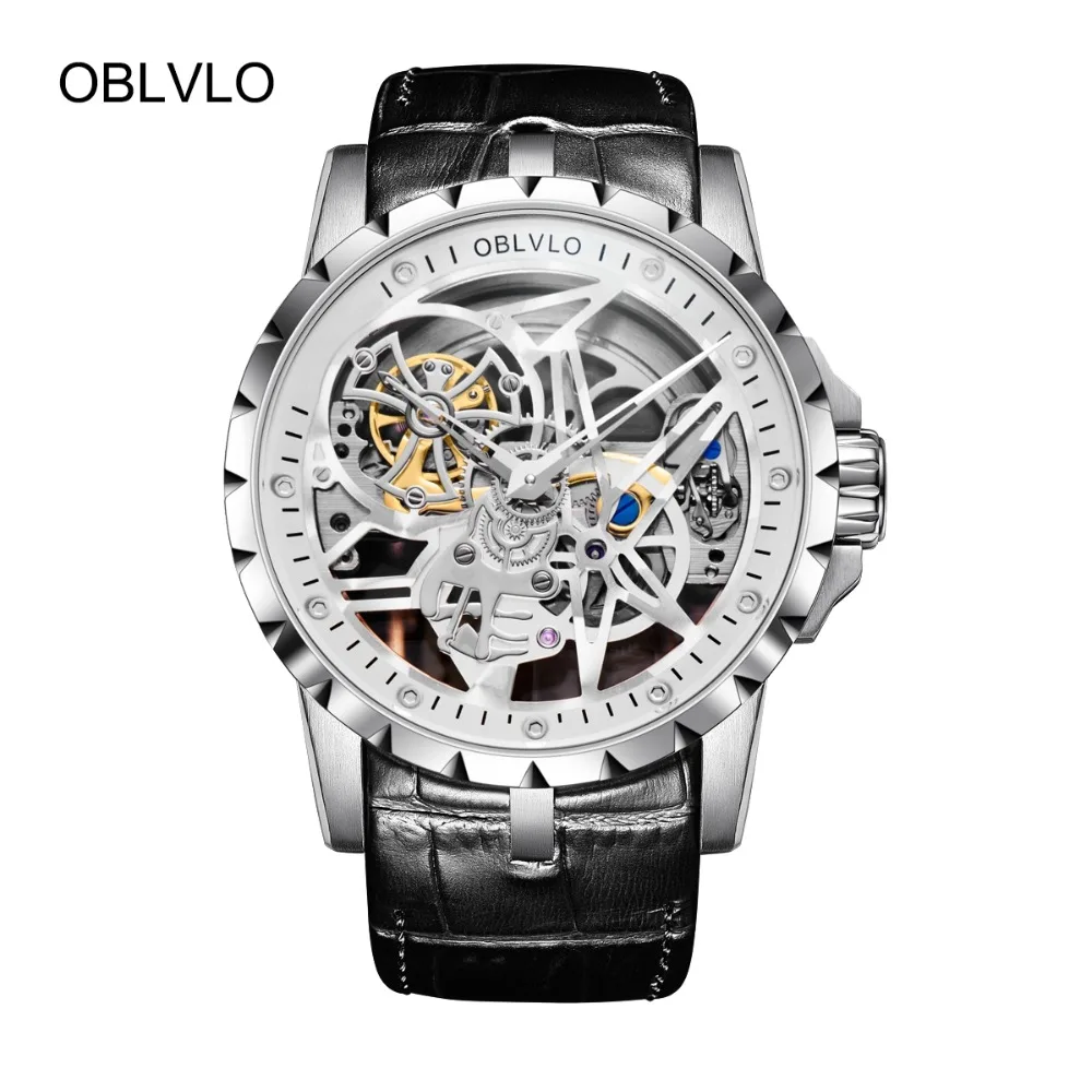 

2020 NEW OBLVLO Luxury Design Skeleton Mens Watches Dial Gold Watch Automatic Movement Waterproof Mechanical Watch Montre Homme