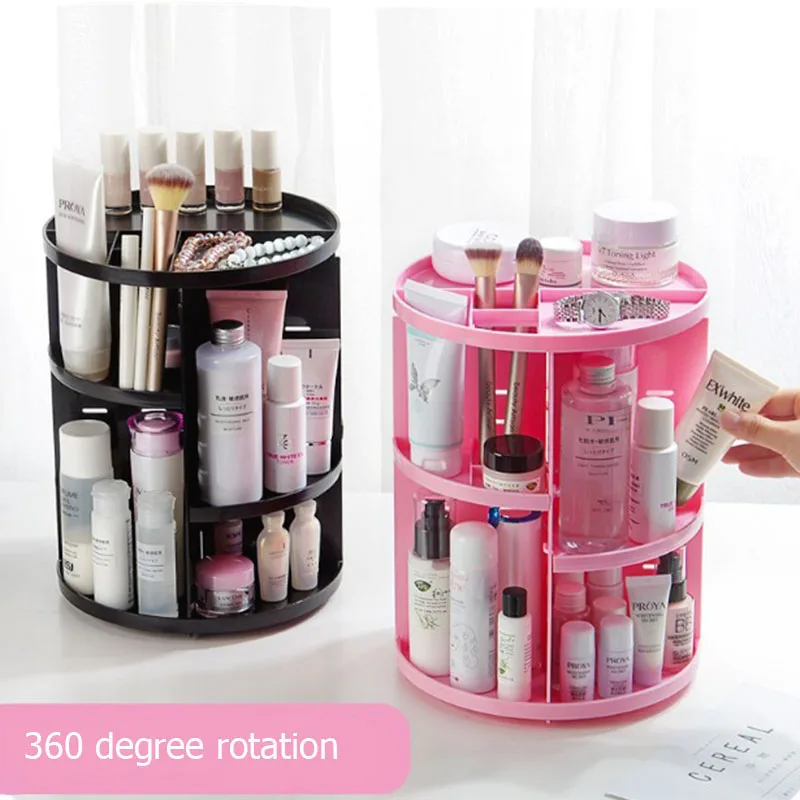 

YiCleaner 360-degree Rotating Cosmetics Storage Rack Plastic Jewelry Organizer Make Up Brush Storage Holder Detachable Box