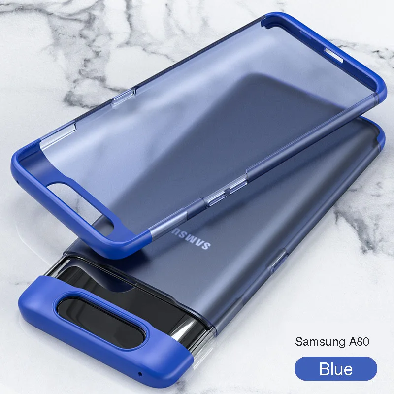 Полупрозрачный чехол с эффектом потертости для samsung galaxy A80, противоударный жесткий чехол для телефона из поликарбоната для samsung galaxy A80, чехол s - Цвет: Blue