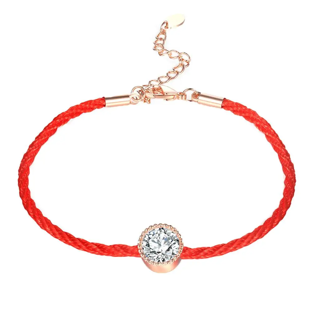 Мода пара Красный моток веревки круглый, кубический цирконий браслет шарма парные браслет ювелирное изделие подарок браслеты дружбы