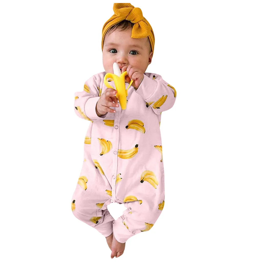 Одежда для новорожденных; сезон осень-зима; комбинезон для младенцев с рисунком банана; мягкая Пижама; Одежда для новорожденных