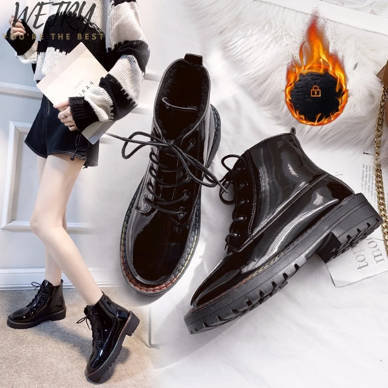 Dr Martens/осенние классические черные женские ботинки из искусственной кожи; зимние женские ботинки с мягкой подошвой; пикантные Ботинки martin с локомотивом; Размер 39