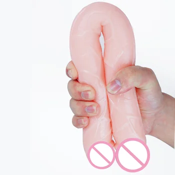 Sex U Shape Double Dildo Flexible Soft Jelly Vagina Anal Women Gay Lesbian Double Ended Dong Penis Artificial Penis Sex Toys 1