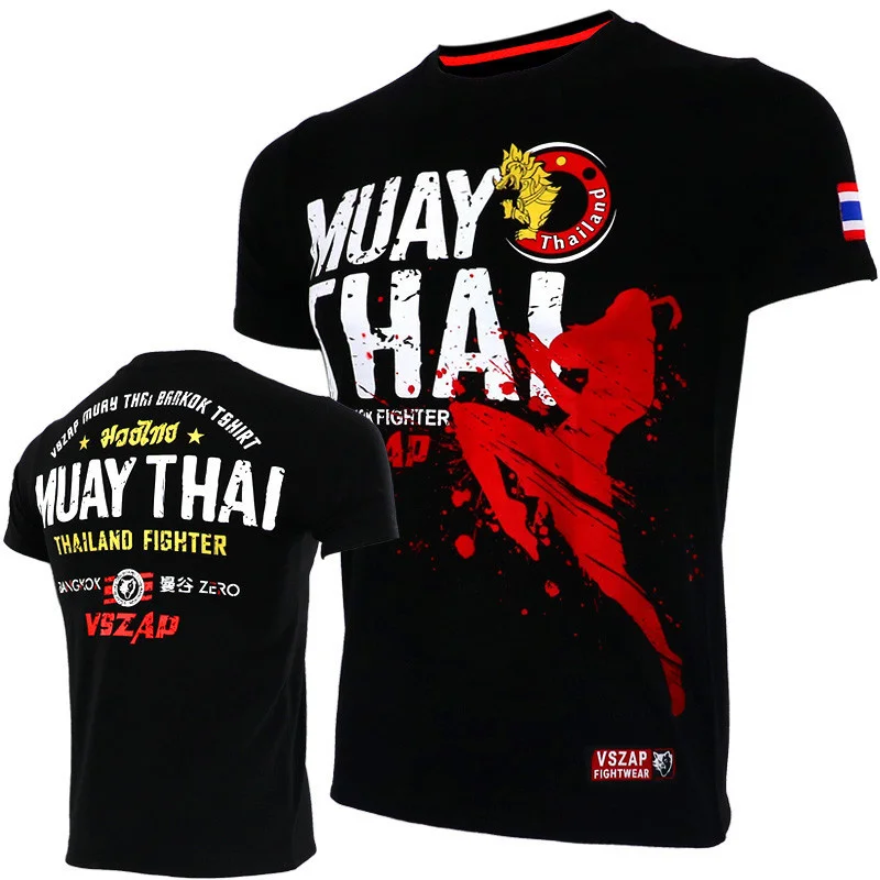 Футболка Muay Thai с рисунком лотоса Мужская футболка для бокса MMA спортзала боевой