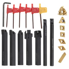 

7 Set 12mm 42Cr Lathe Boring Bar Turning Tool Holder Set with Carbide Inserts for Semi-finishing and Finishing Operations