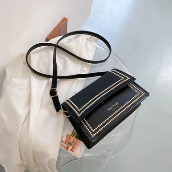 

Fashion Lattice Pattern Crossbody Handbag Women Hit Color Leather Shoulder Pouch Female Small Square Flap Travel Messenger Bags